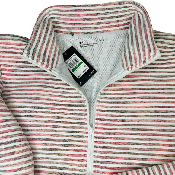 NEW Under Armour Women's Jacket Full Zip Spacer Fabric Pink White LARGE - Picture 7 of 12